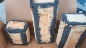 Wooden Block Halloween Decor - Blocks With Black Velvet DIY Paint Painted Edges