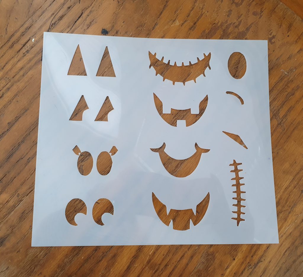 Purple Monkey Manor Halloween Faces Stencil for Wooden Block Halloween Decorations