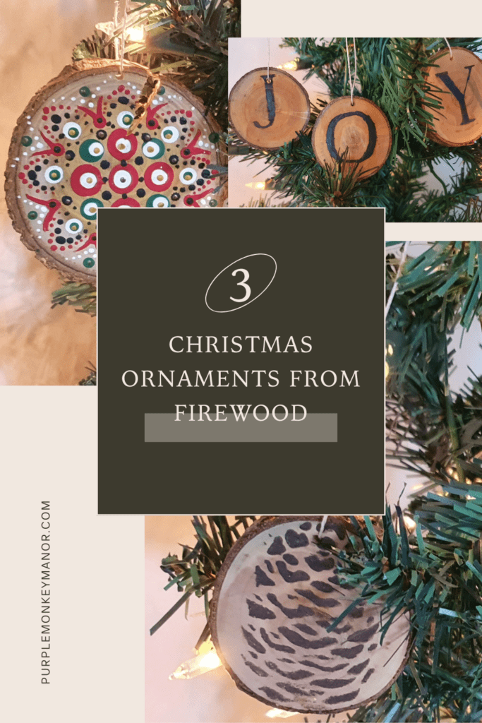 Pinterest Pin - Christmas Ornaments From Firewood Beige