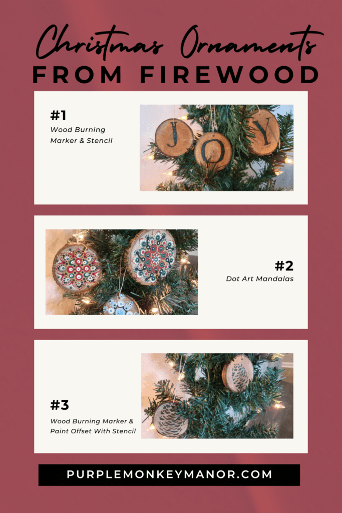 Pinterest Pin - Christmas Ornaments From Firewood Red