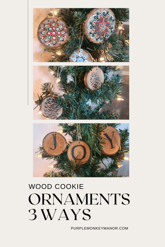 Pinterest Pin - Christmas Ornaments From Firewood More Beige